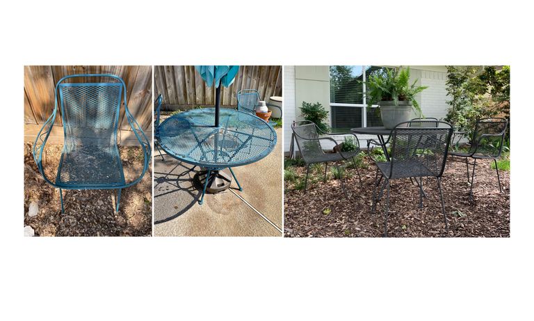 Thrifted iron patio set gets a spray paint makeover
