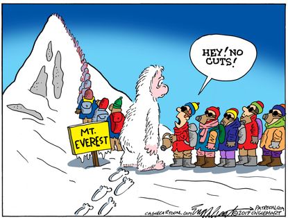 Editorial Cartoon U.S. Mount Everest Overcrowding Yeti Line