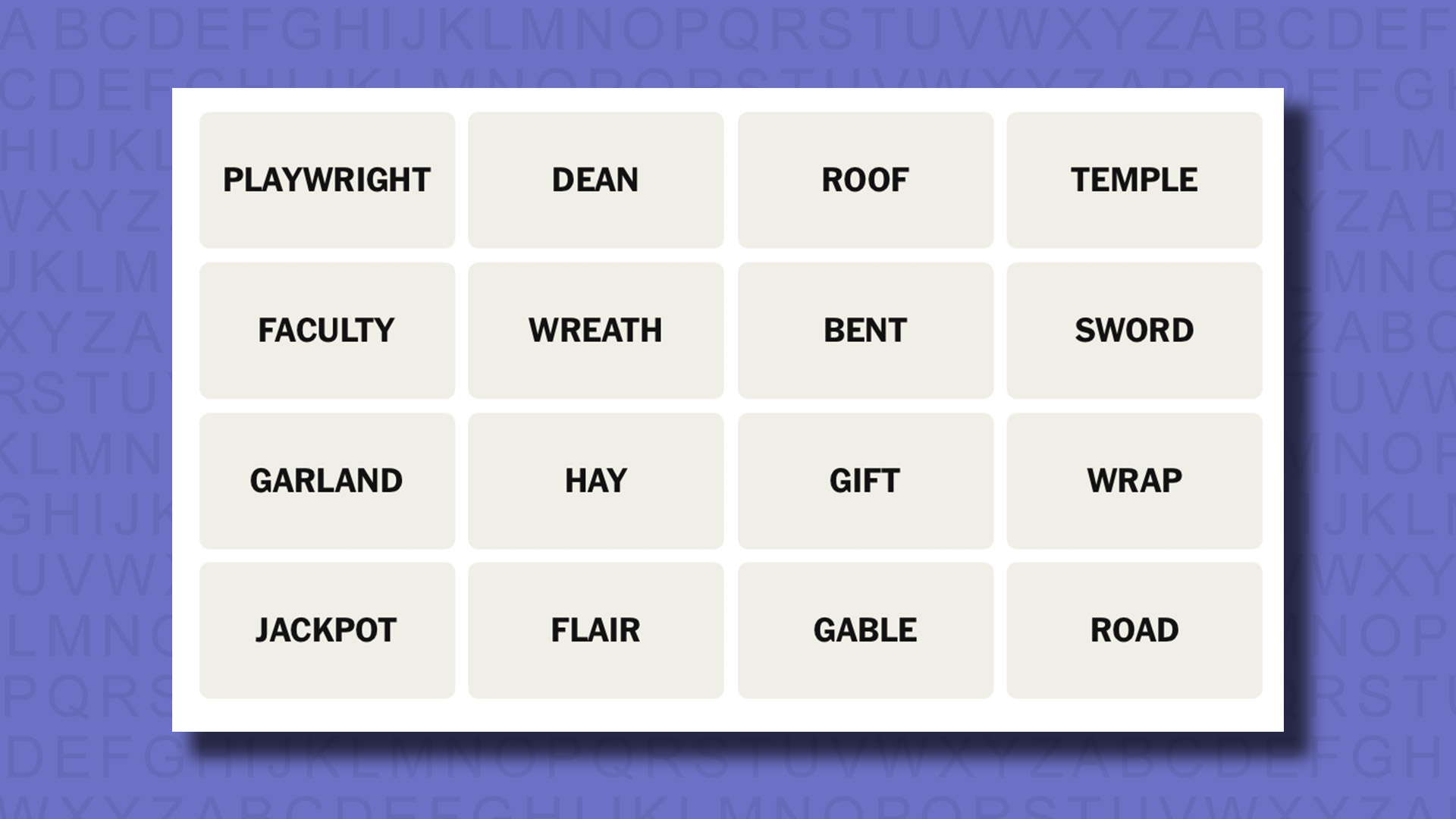 NYT Connections hints for game 782 on a purple background