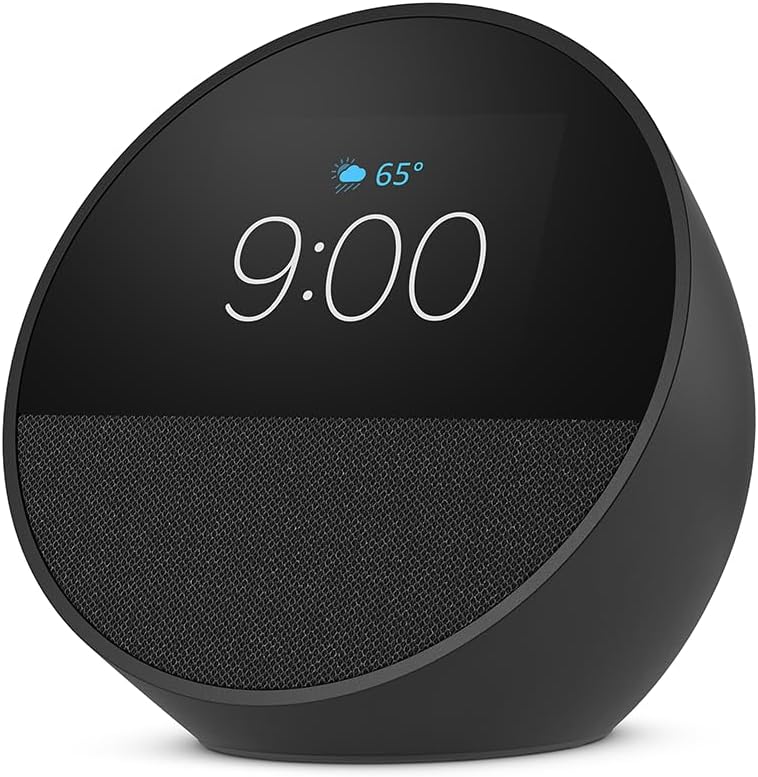 Amazon, Echo Spot against white background.