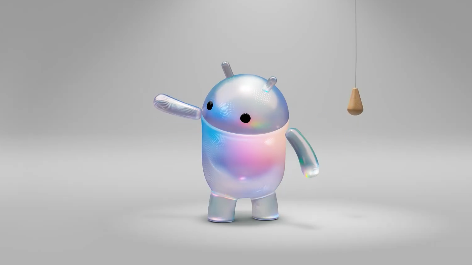 android mascot in translucent gemini-looking colors
