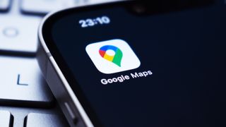 google maps logo on a phone screen