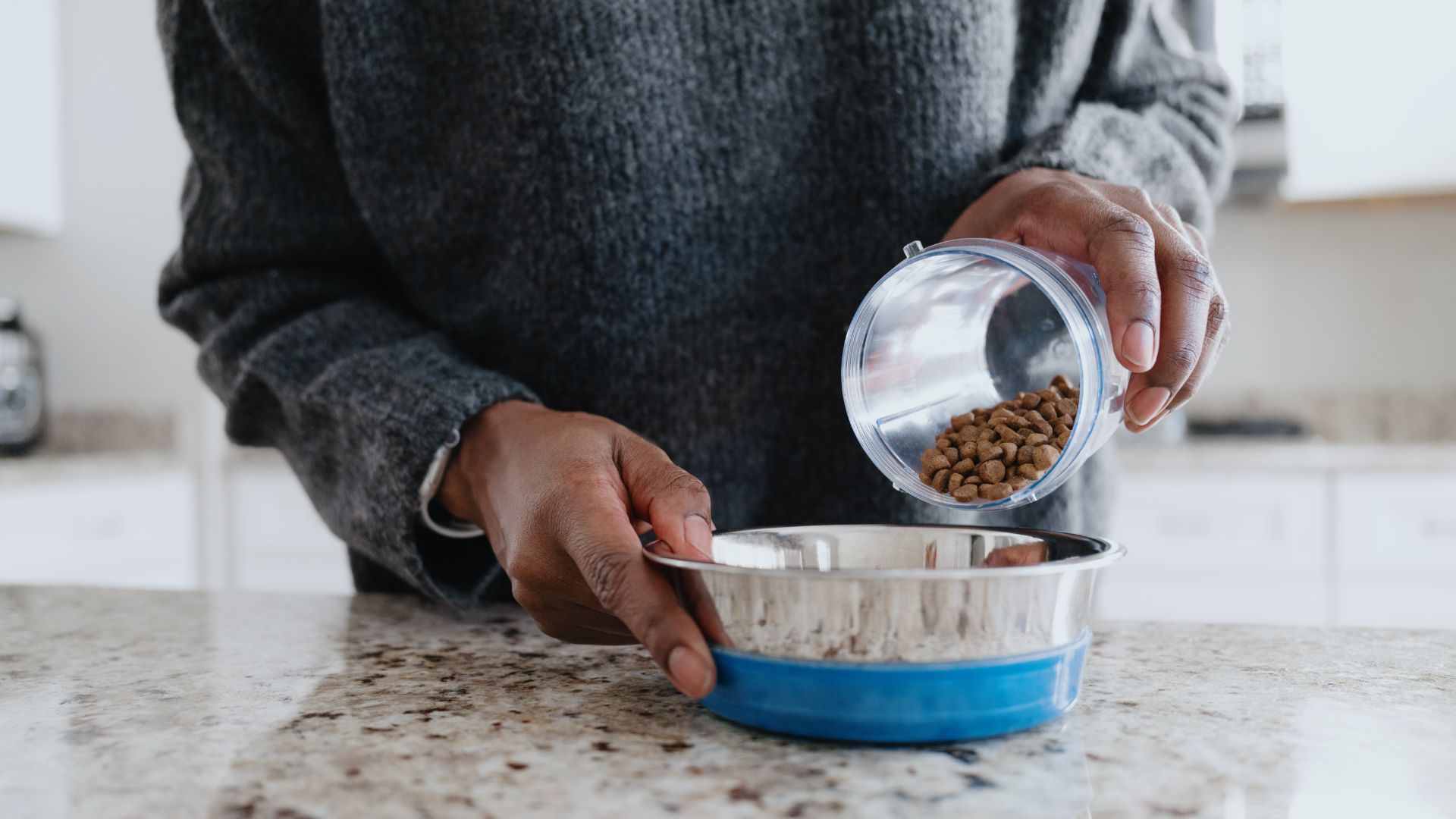 weighing out dog food