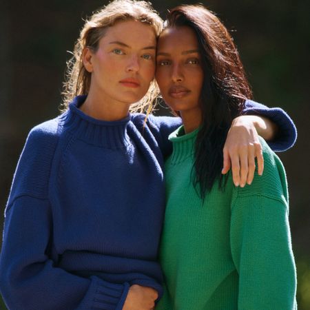 Models wearing j.crew rollneck sweaters in J.Crew summer 2026 camp crew campaign