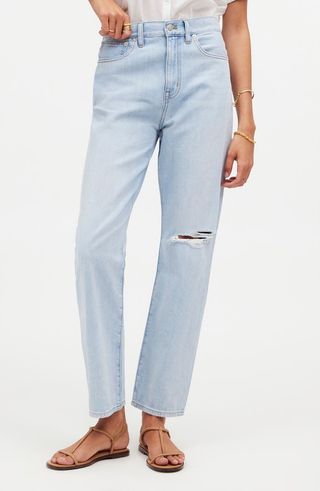 The Perfect Summer '90s Ripped High Waist Crop Straight Leg Jeans