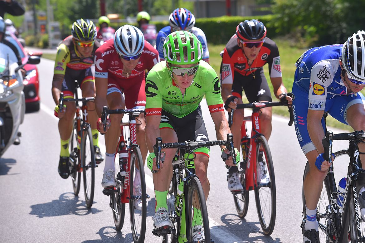 Tom-Jelte Slagter at the head of the break on the Giro d'Italia's 20th stage.
