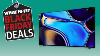 Sony Bravia 8 TV on a green background with "What Hi-Fi? Black Friday Deals" badge