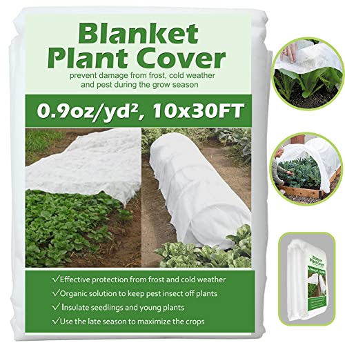Plant Covers Freeze Protection 10 Ft X 30 Ft Floating Row Cover 0.9oz/yd² Garden Fabric Plant Cover for Winter Frost/sun Pest Protection (10ft X 30ft)