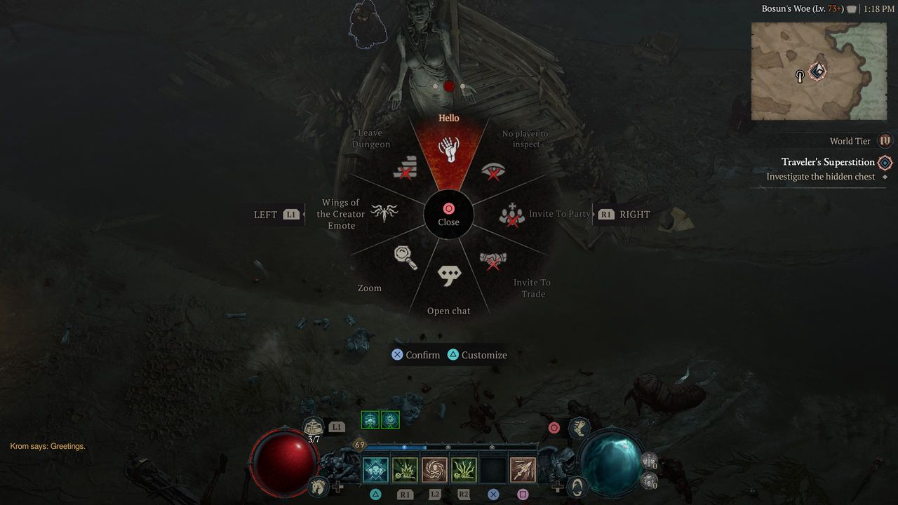 Diablo 4 Traveler's Superstition Hello emote