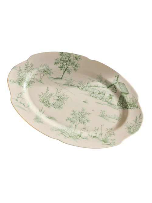Bunny Toile Stoneware Serving Platter