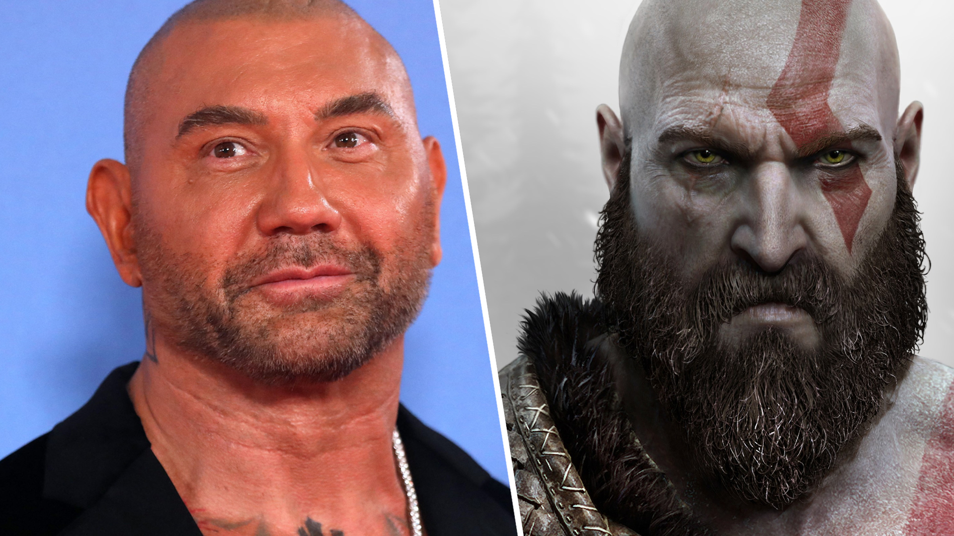 Dave Bautista and Kratos from God of War