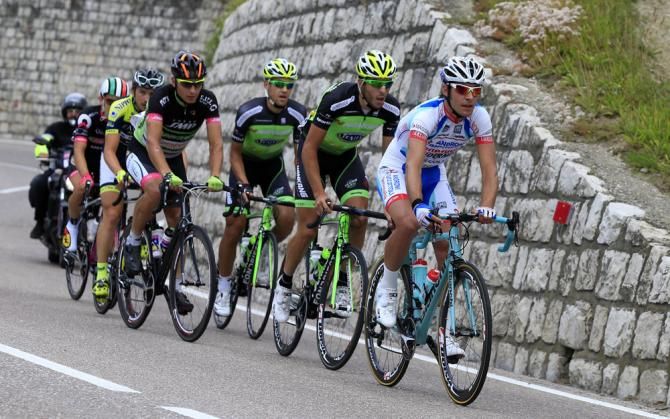 Alessio Taliani (Androni Giocattoli) leads the break