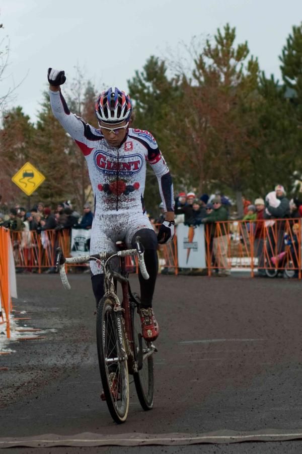 Cody Kaiser salutes the crowd and wins the the National Championship jersey