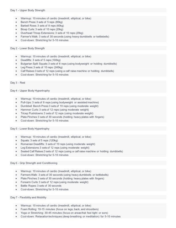 Workout plan created with ChatGPT