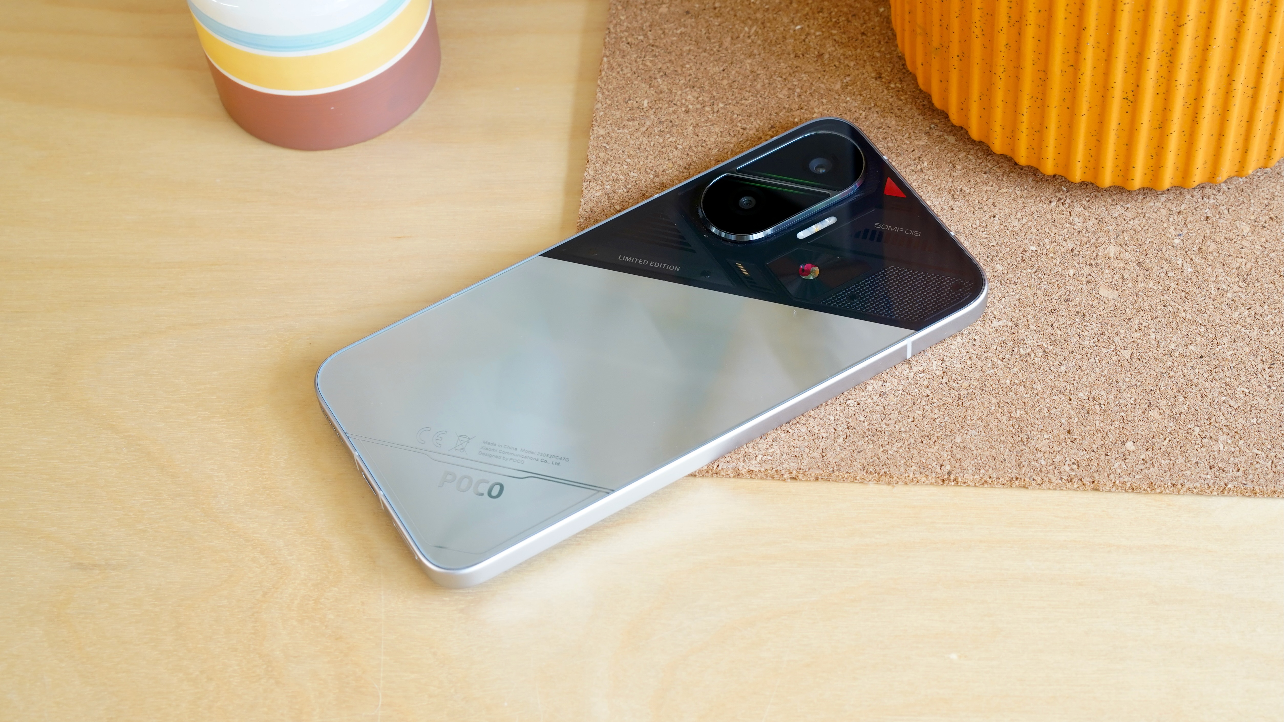 Xiaomi Poco F7 phone from multiple angles showing screen, cameras, and edges