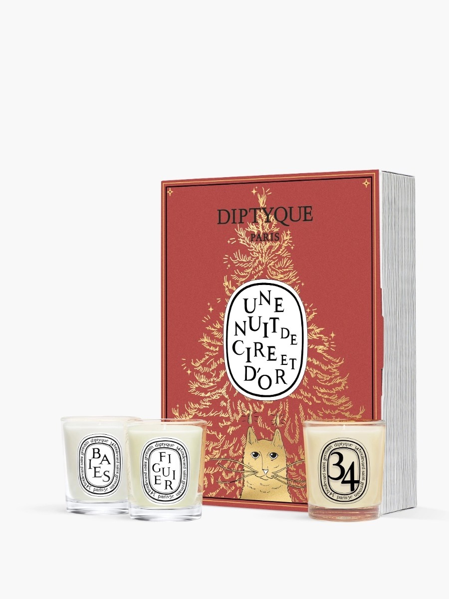 Diptyque Paris, conjunto surpresa com 3 velas em miniatura edição de férias