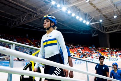 Amber Joseph in Barbados kit at velodrome 2022