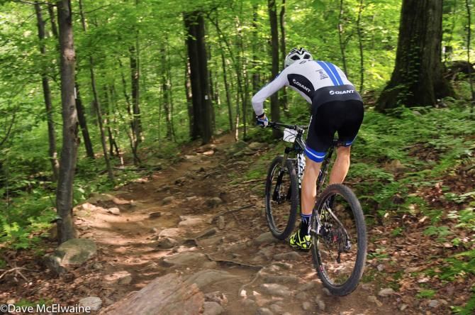 Carl Decker (Team Giant) descending the upper part of the course