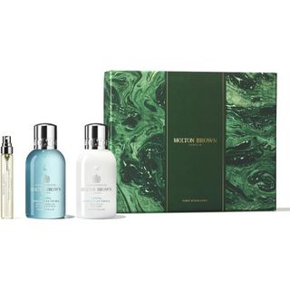 Molton Brown miniature toiletry set with shower gel, body lotion and eau de toilette