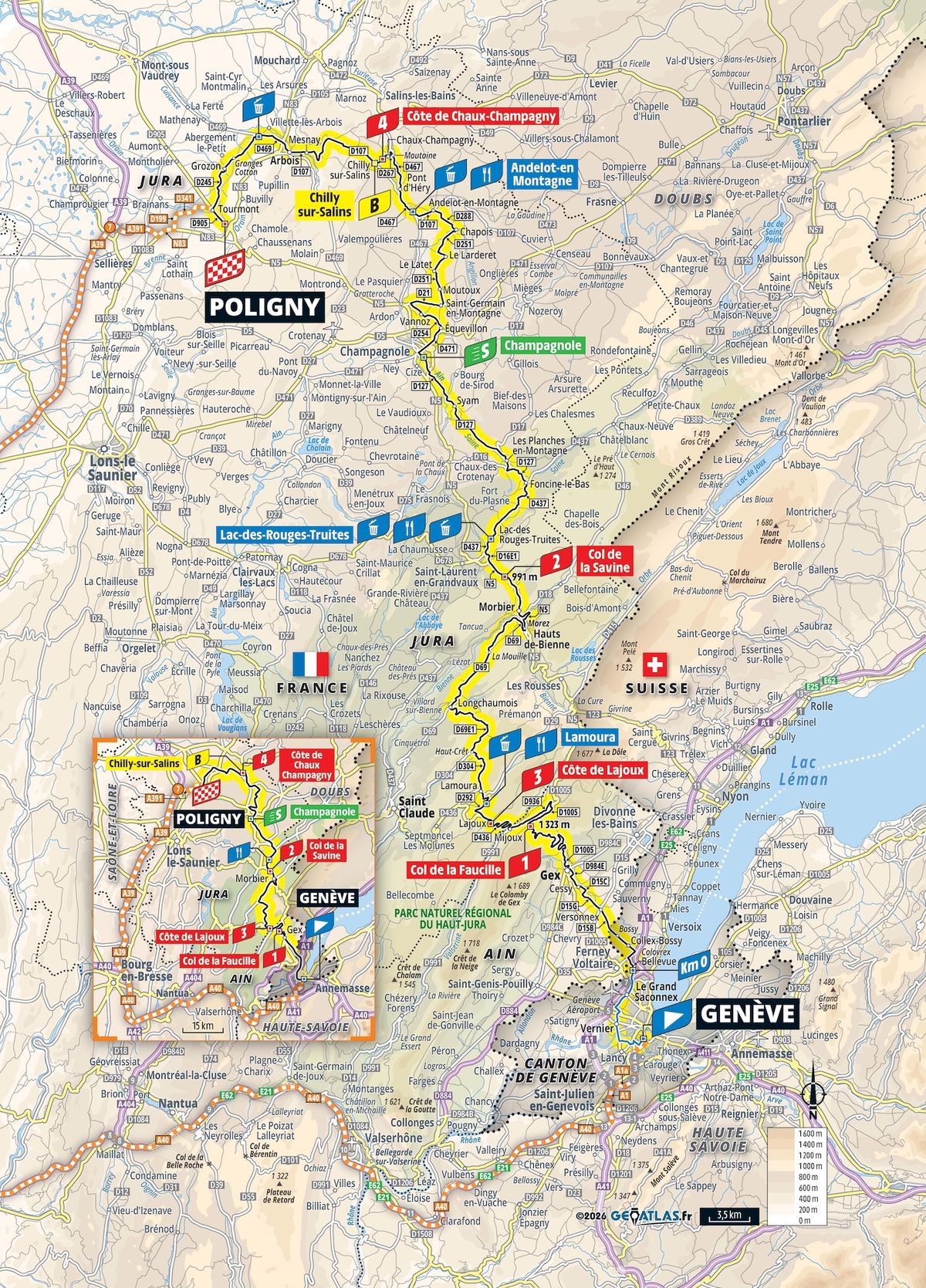 Stage 3 map, Tour de France Femmes 2026