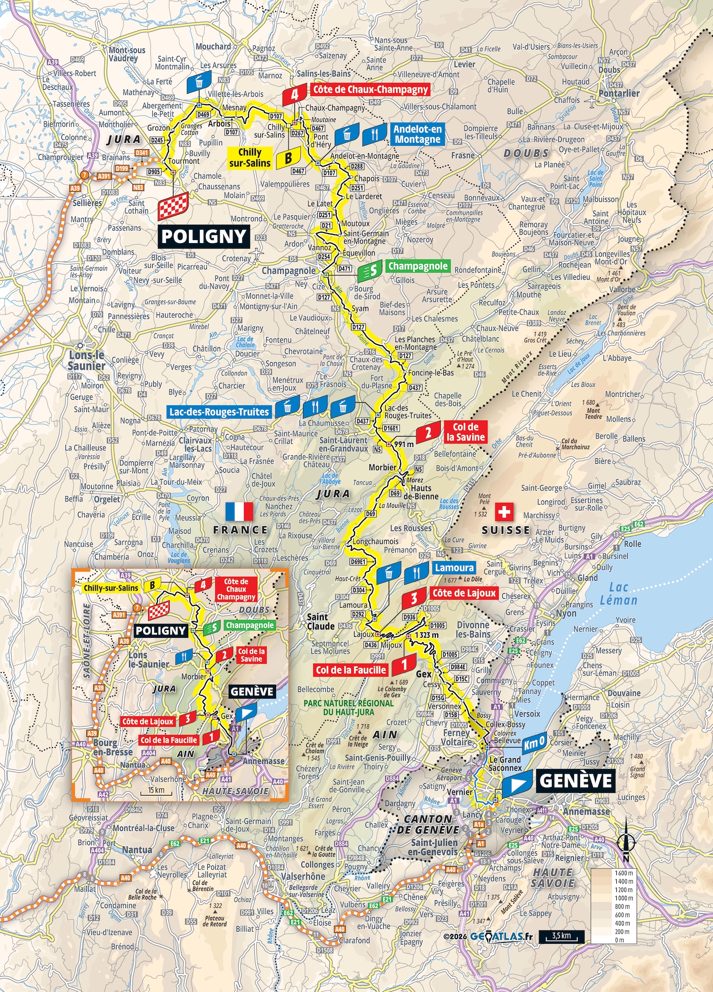 Stage 3 map, Tour de France Femmes 2026