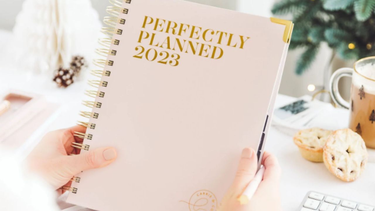 A blush pink planner from Carrie &amp; Co.