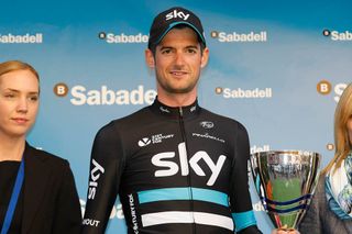 Wout Poels on the podium following Stage 1 of the 2016 Tour of Valencia