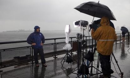 A Weather Channel meteorologist reports on Tropical Storm Irene from New York City: Some critics say the media exaggerated the severity of the storm.