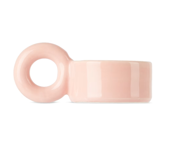 Pink ceramic mug.
