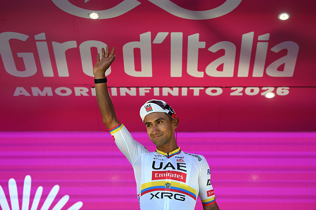 Jhonatan Narvaez of Ecuador and UAE Team Emirates - XRG celebrates at podium as stage winner during the 109th Giro d'Italia 2026, Stage 4 