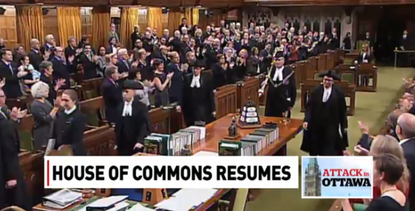 Canadian Parliament gives standing ovation to Sergeant-at-Arms after stopping terror attack
