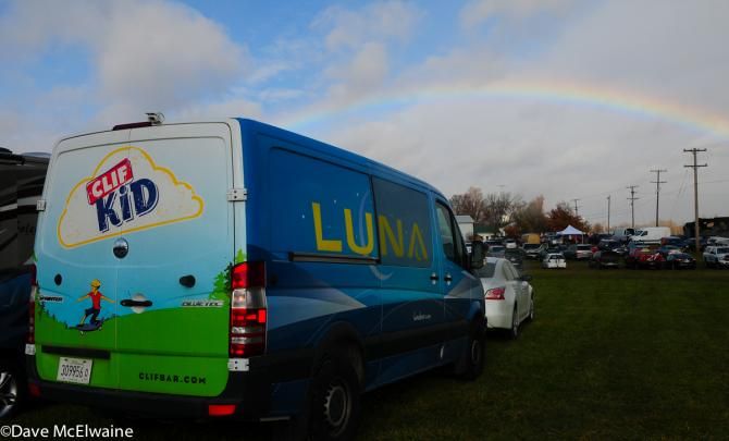 A rainbow broke out just before the women's race