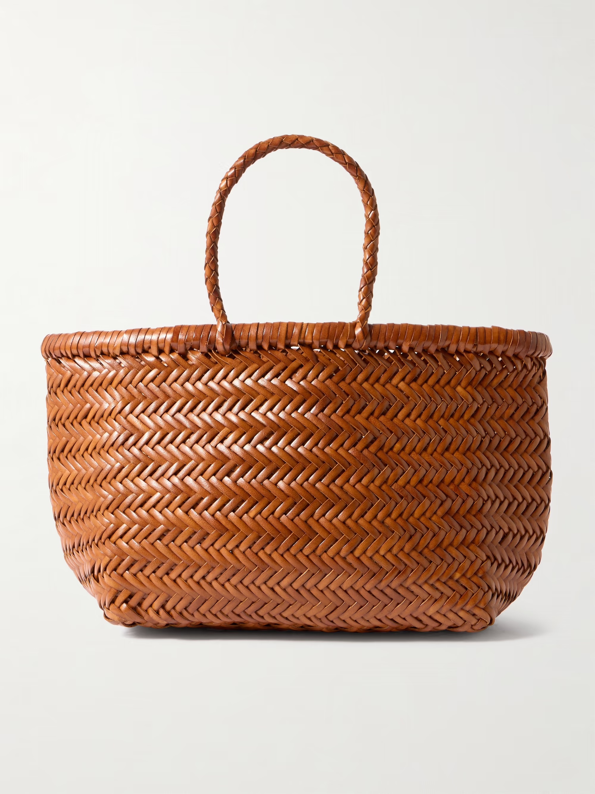 Dragon Diffusion, Bamboo Triple Jump Small Woven Leather Tote