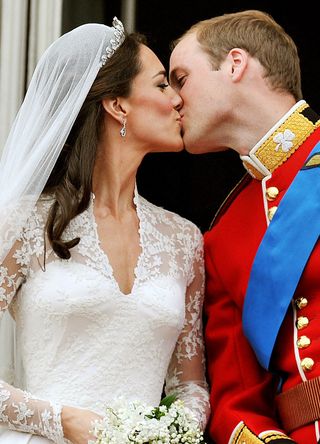 Prince William and Kate Middleton's 2011 wedding kiss on the balcony of Buckingham Palace