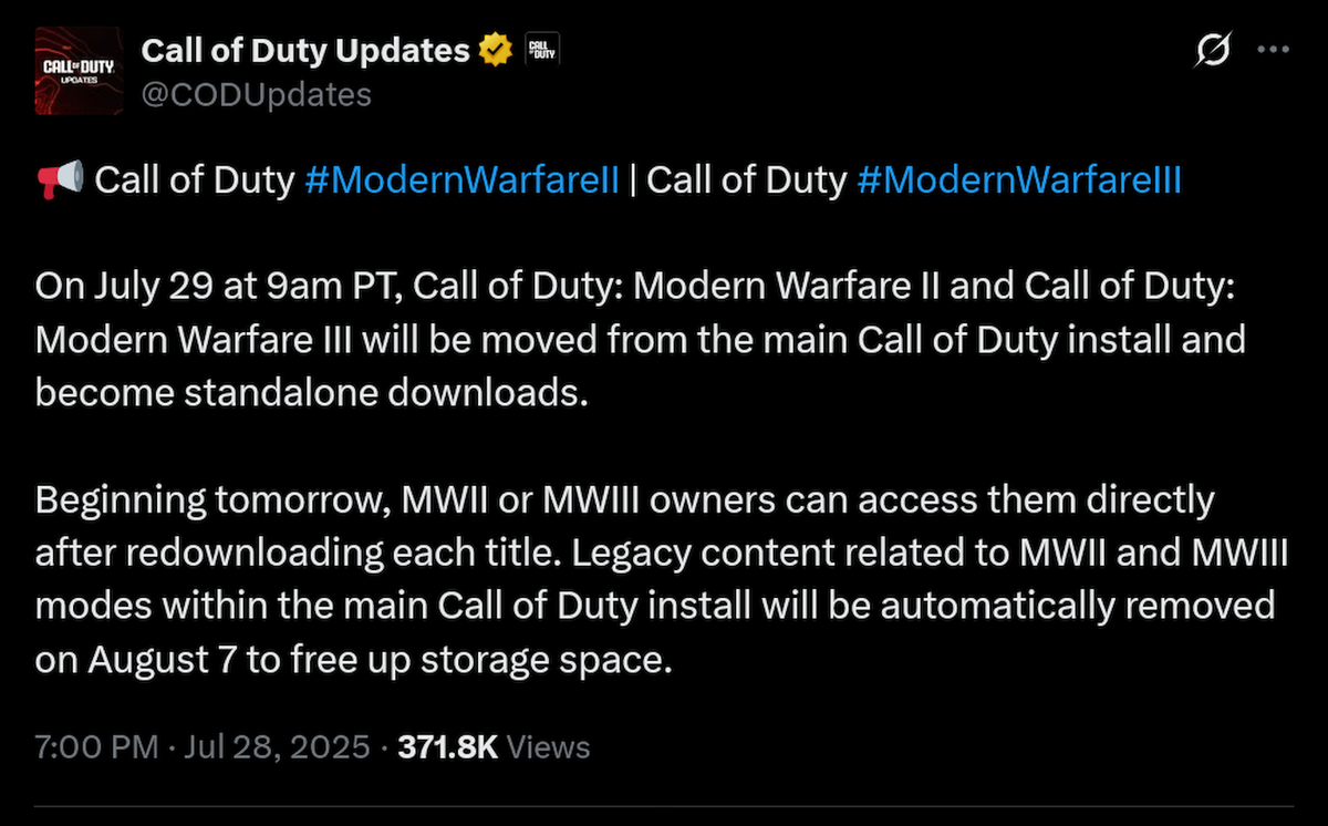 Call of Duty is finally freeing some of the older games from the CoD HQ ...