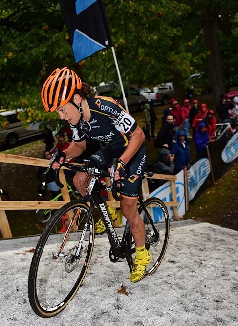 Crystal Anthony (Optum Pro Cycling) was one of the riders chasing Compton on lap one
