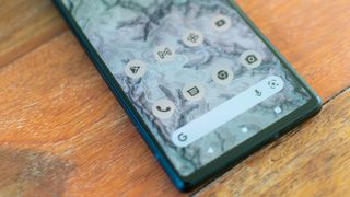 A closeup of the Google Pixel 6's Material You interface