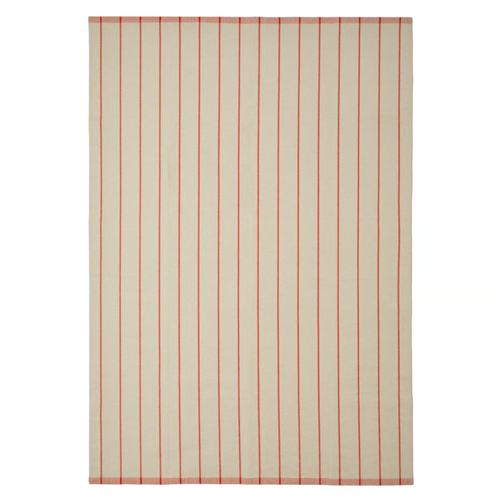 a red an tan striped rug