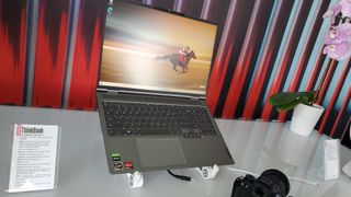 gaming laptop open and displayed