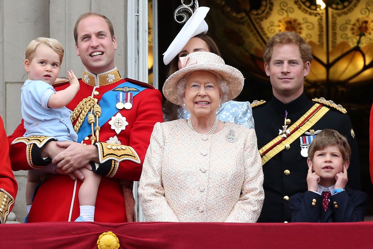 The Queen grandsons James Viscount Severn Prince Harry Prince William