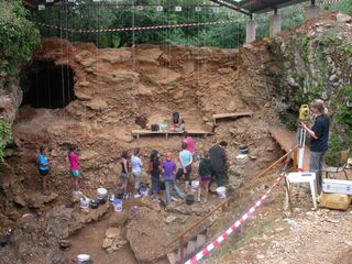 The archaeological site during an excavation in 2009.