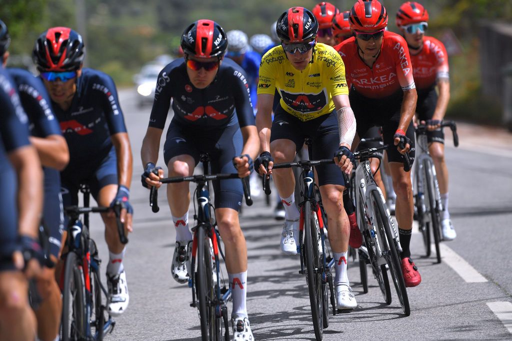 ALTO DO MALHO LOUL PORTUGAL MAY 09 Ethan Hayter of United Kingdom and Team INEOS Grenadiers Yellow Leader Jersey during the 47th Volta Ao Algarve 2021 Stage 5 a 1701km stage from Albufeira to Alto do Malho 510m Loul VoltAlgarve VAlgarve2021 on May 09 2021 in Alto do Malho Loul Portugal Photo by Luc ClaessenGetty Images