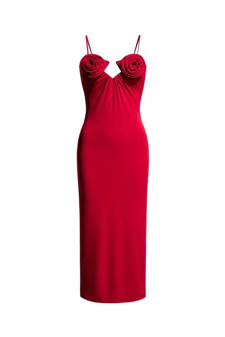Rose-Appliquéd Slip Dress