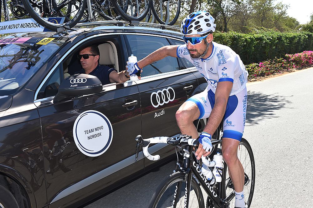 Novo Nordisk rider caught up in a crash