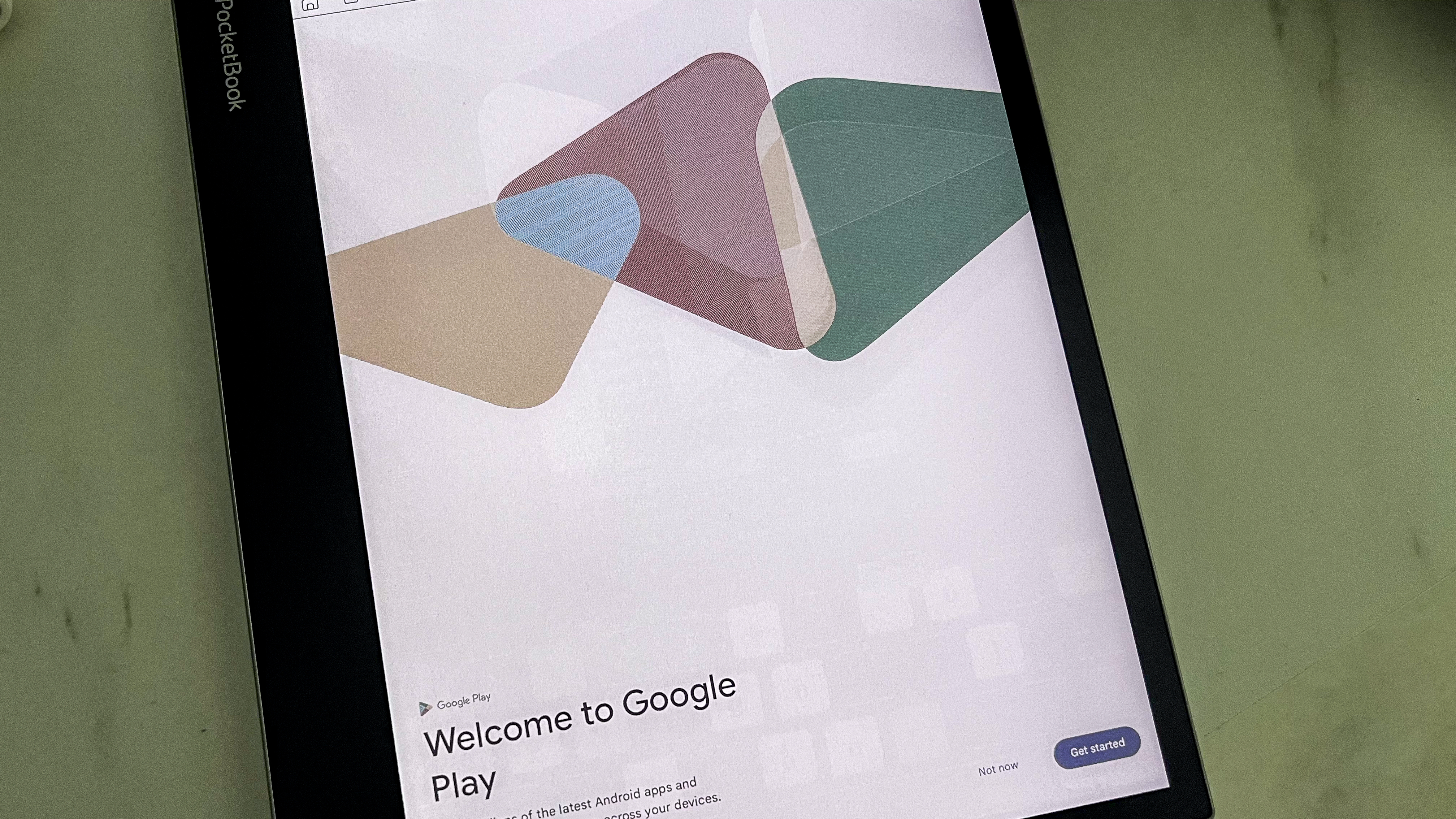 Ghosting of the keyboard on the Google Play Store sign-in page on the PocketBook InkPad Eo