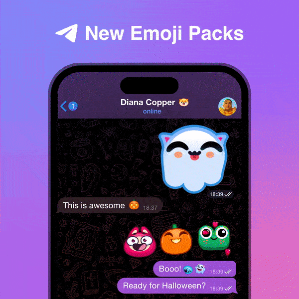 Telegram introduces several new emoji packs.