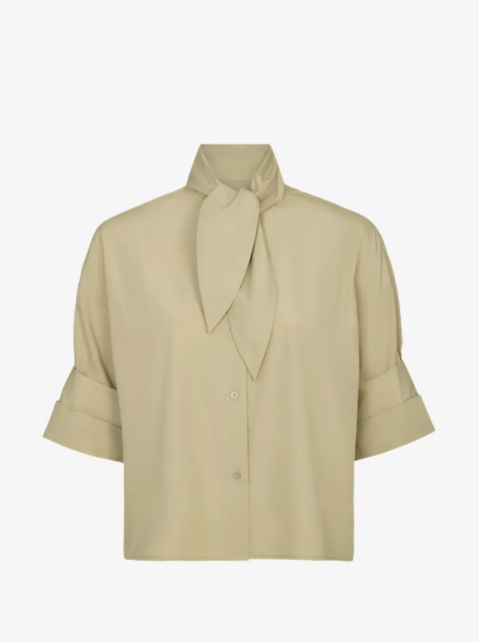 TWP, Tie-neck short-sleeve blouse