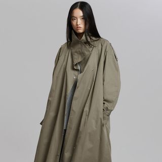 Lottie Wing Collar Trench Coat - Olive