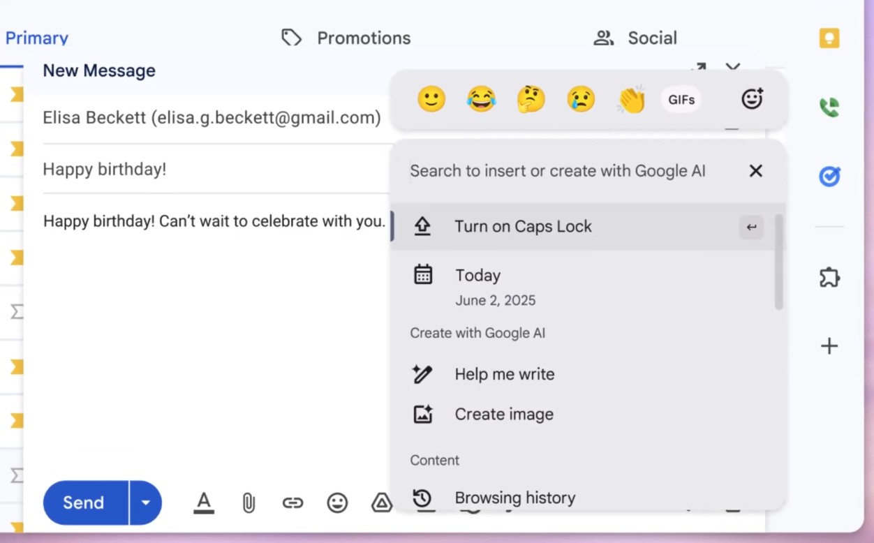Quick Insert feature on a Chromebook Plus laptop