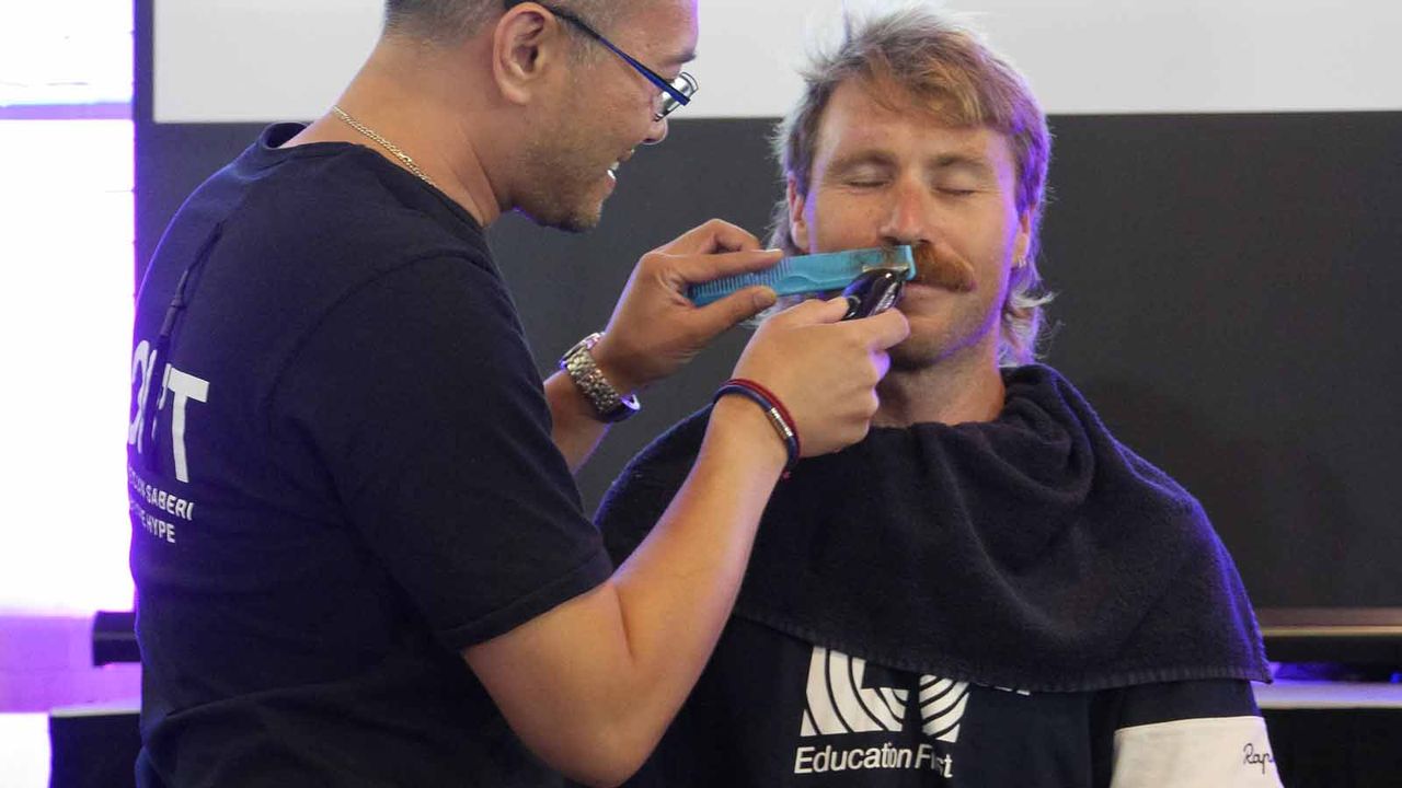 Mitch Docker and Lachlan Morton haircut